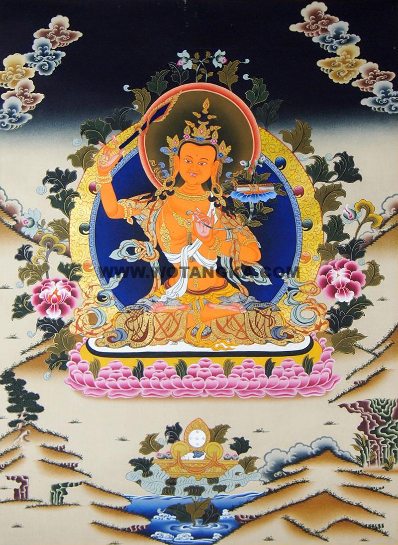 彩绘唐卡-文殊菩萨