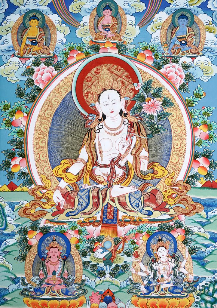 彩绘唐卡-白度母