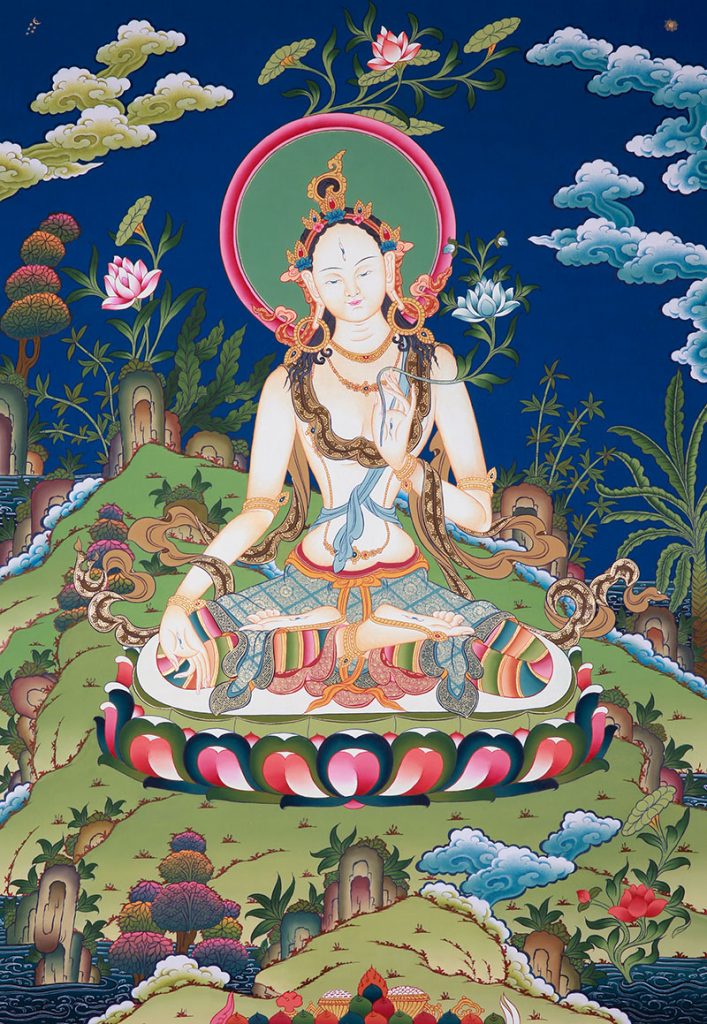 彩绘唐卡-白度母