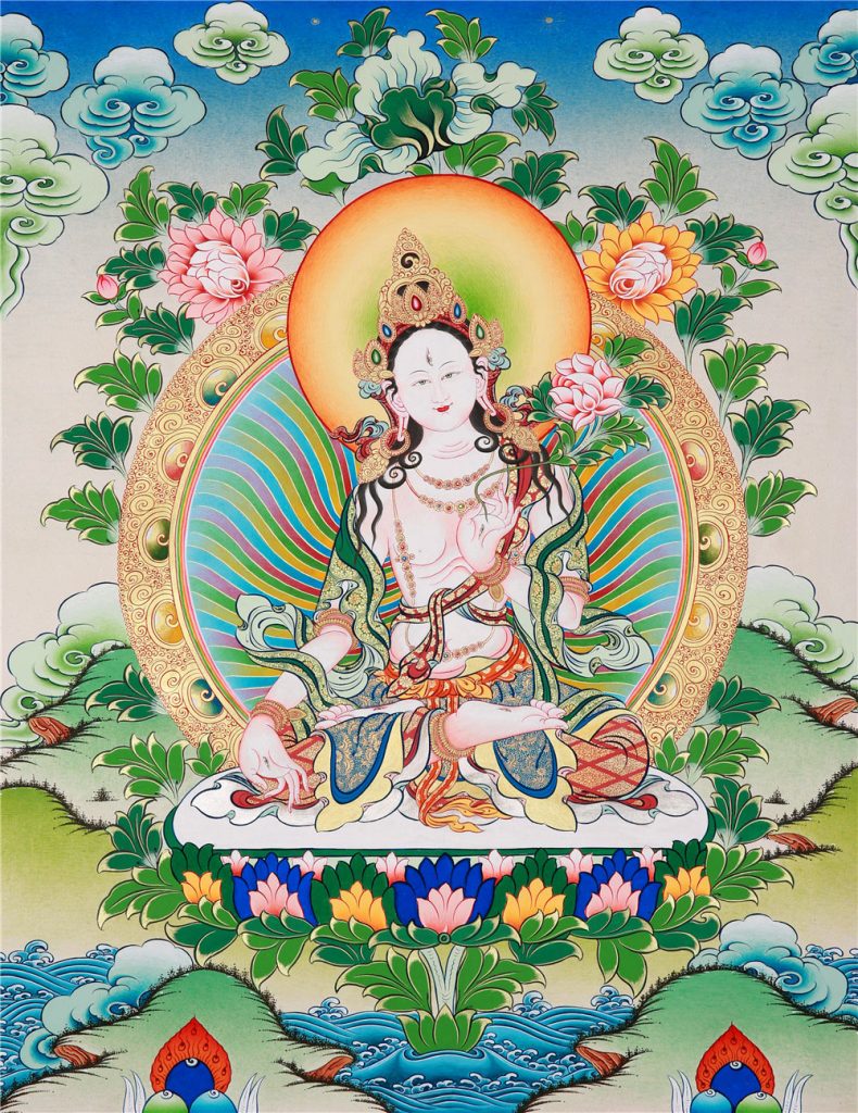 彩绘唐卡-白度母