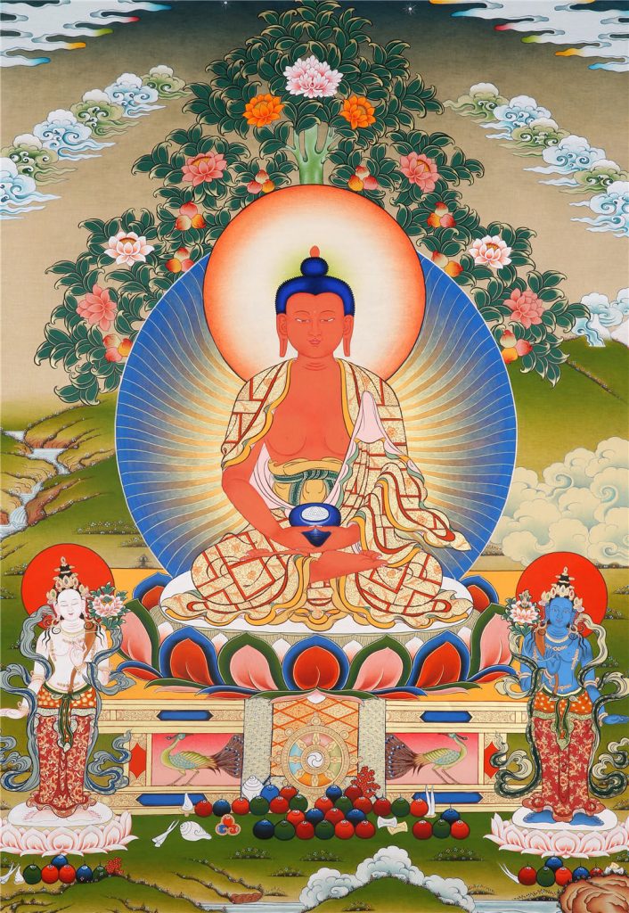 彩绘唐卡-阿弥陀佛