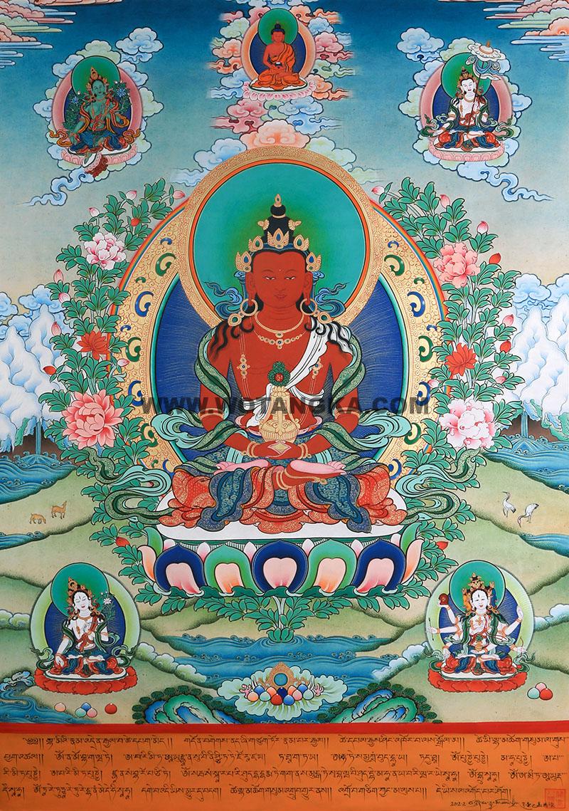 彩绘唐卡-长寿佛