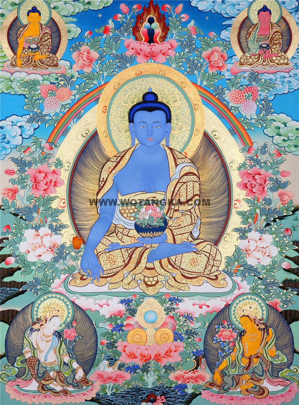 编号188-982781:彩绘唐卡-药师佛(85*55CM左右)