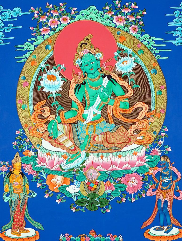 彩绘唐卡-绿度母