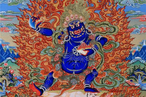 编号188-828155：彩绘唐卡-内修阎罗（75*55CM左右）