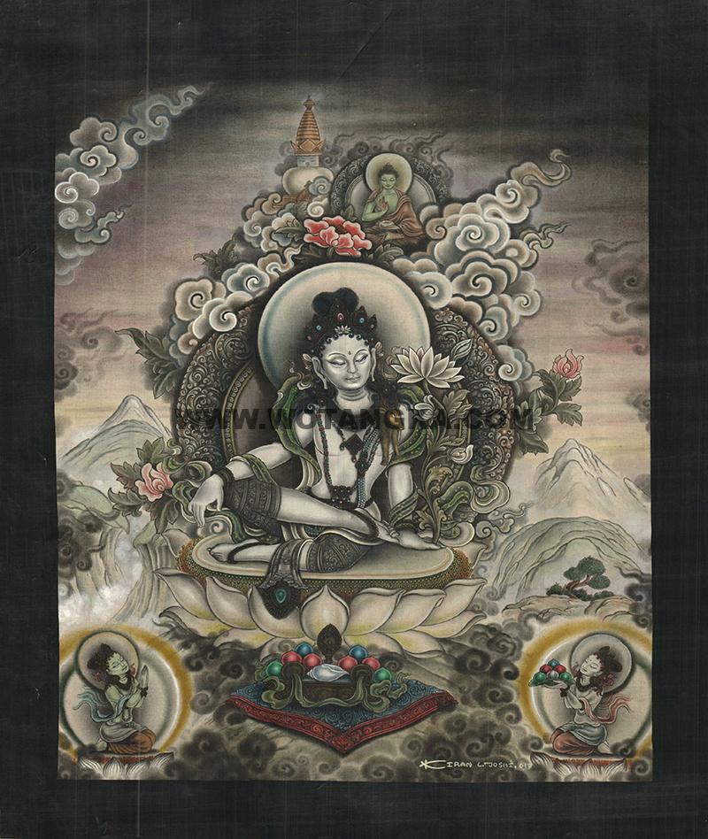 编号188-689446：彩绘唐卡-绿度母（45*35CM左右）