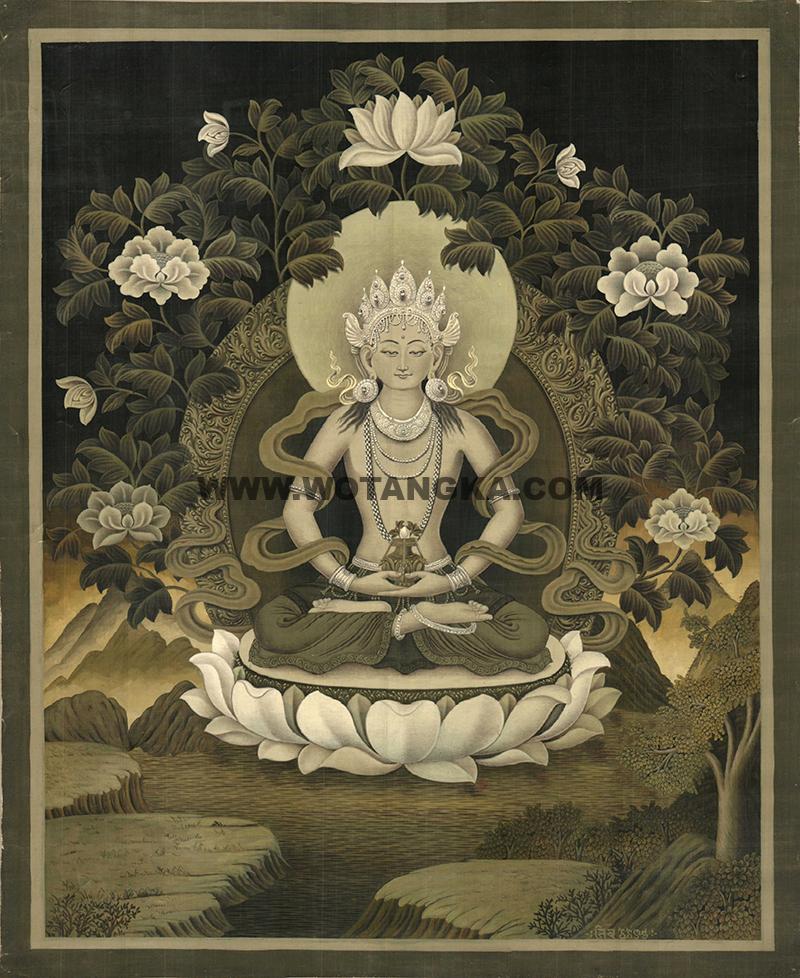 编号188-984406:彩绘唐卡-长寿佛(46*35CM左右)