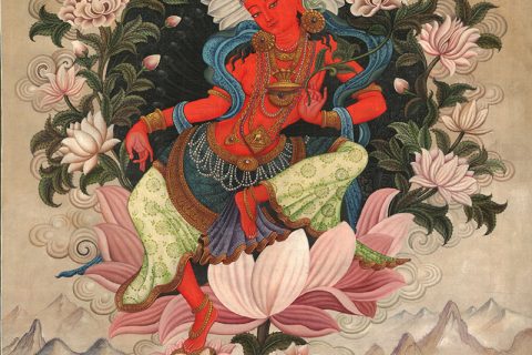 编号188-313992：彩绘唐卡-红度母（49*34CM左右）