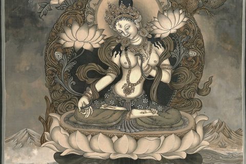 编号188-188327：彩绘唐卡-白度母（42*33CM左右）