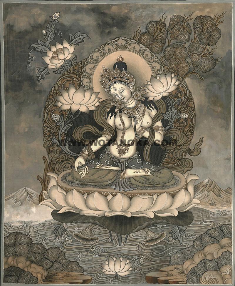 编号188-188327:彩绘唐卡-白度母(42*33CM左右)