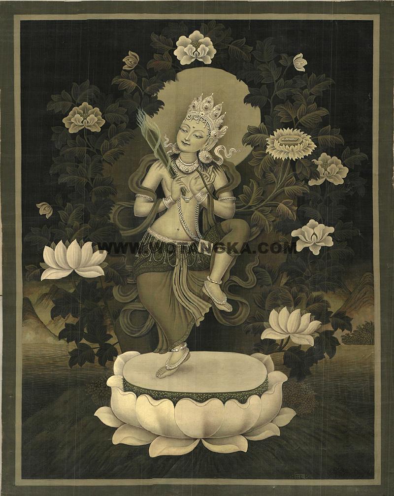 编号188-259150:彩绘唐卡-文殊菩萨(49*35CM左右)