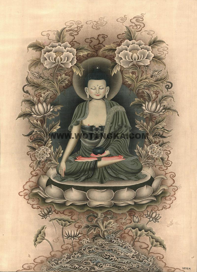 编号188-419858:彩绘唐卡-释迦牟尼佛(52*35CM左右)