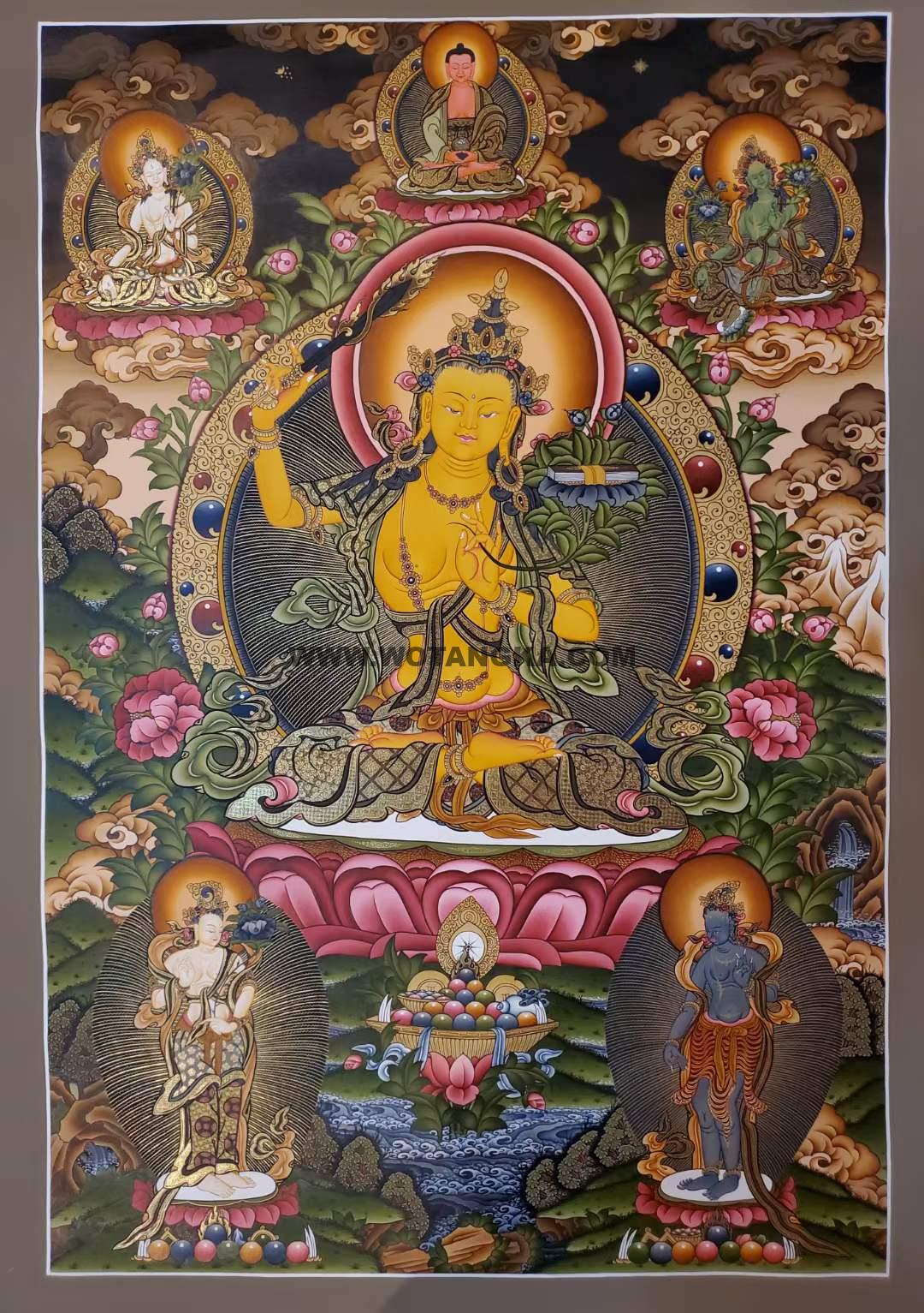 编号153-610822：彩绘唐卡-文殊菩萨（75*50CM左右）