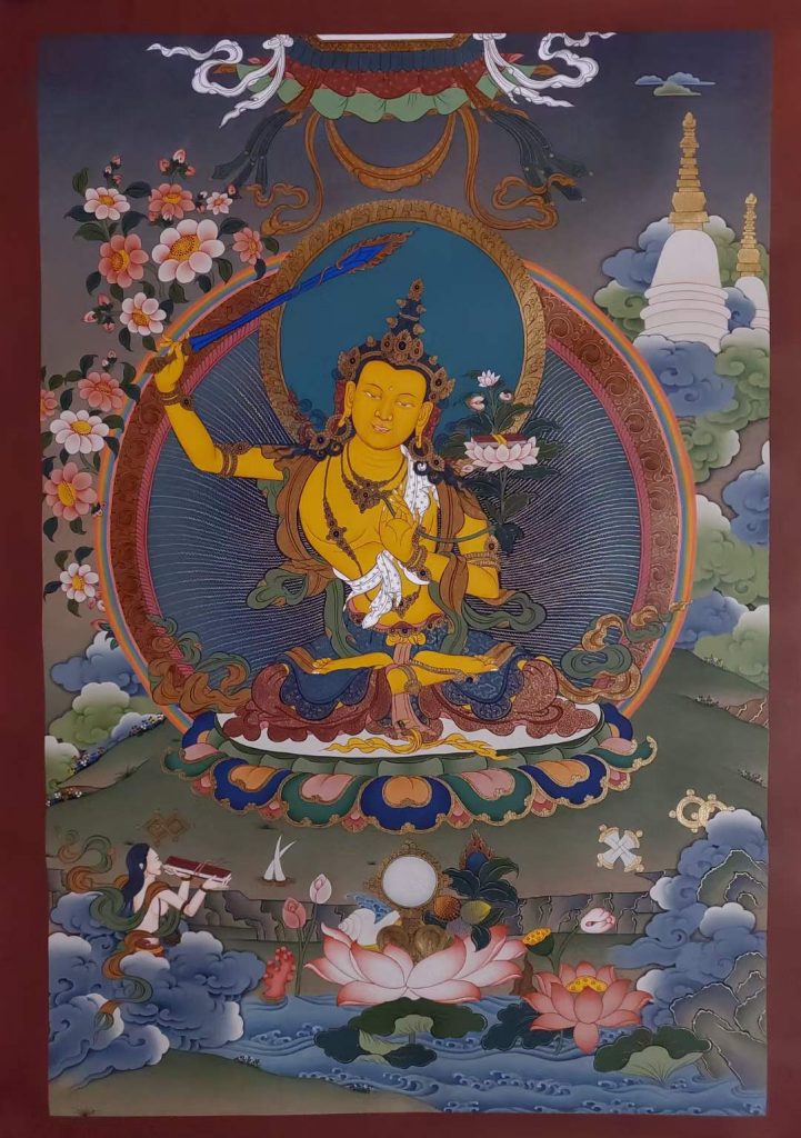 编号153-717173：彩绘唐卡-文殊菩萨（70*50CM左右）
