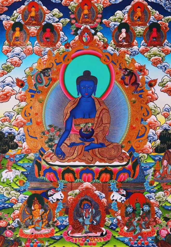 编号153-106006：彩绘唐卡-药师佛（75*55CM左右）