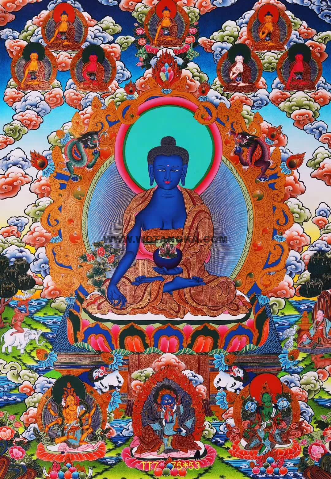 编号153-106006：彩绘唐卡-药师佛（75*55CM左右）