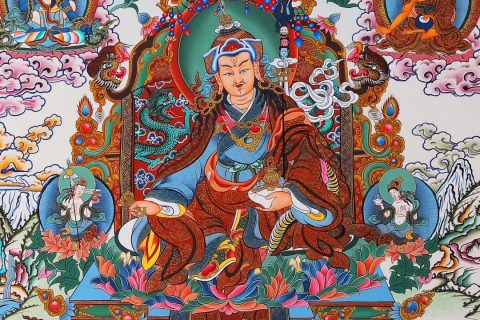 编号171-939772：彩绘唐卡-莲花生大士·莲师八相（90*60CM左右）