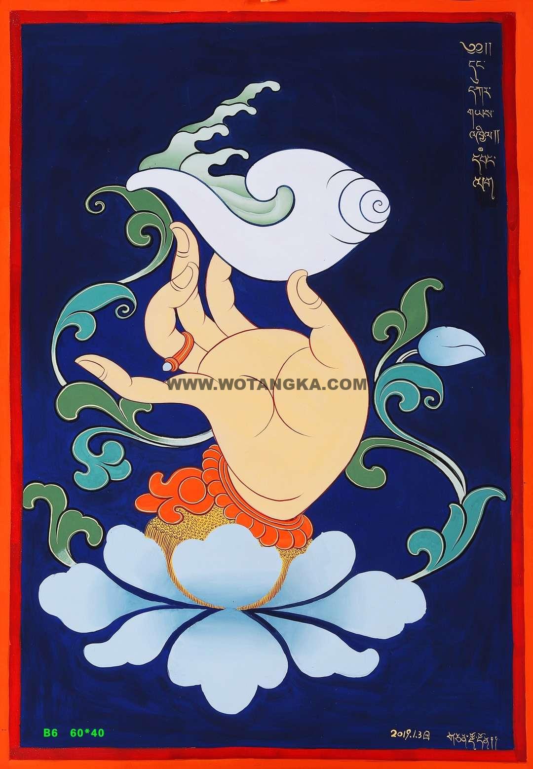 编号153-805880:彩绘唐卡-四臂观音·佛手(60*40CM左右)
