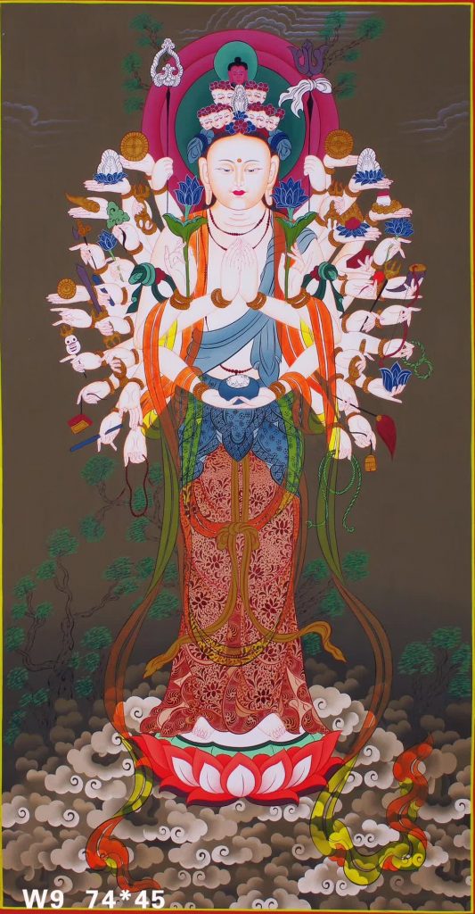 编号171-866304：彩绘唐卡-十一面观音菩萨（74*45CM左右）