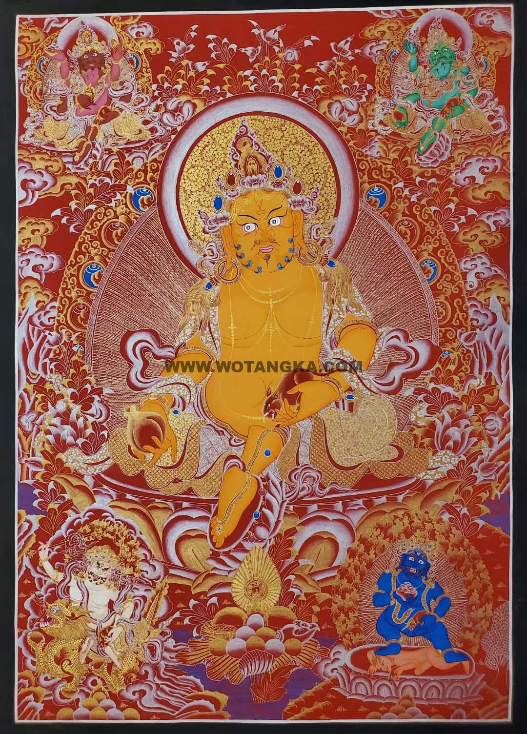 编号153-109284：红金唐卡-五方财神（100*70CM左右）
