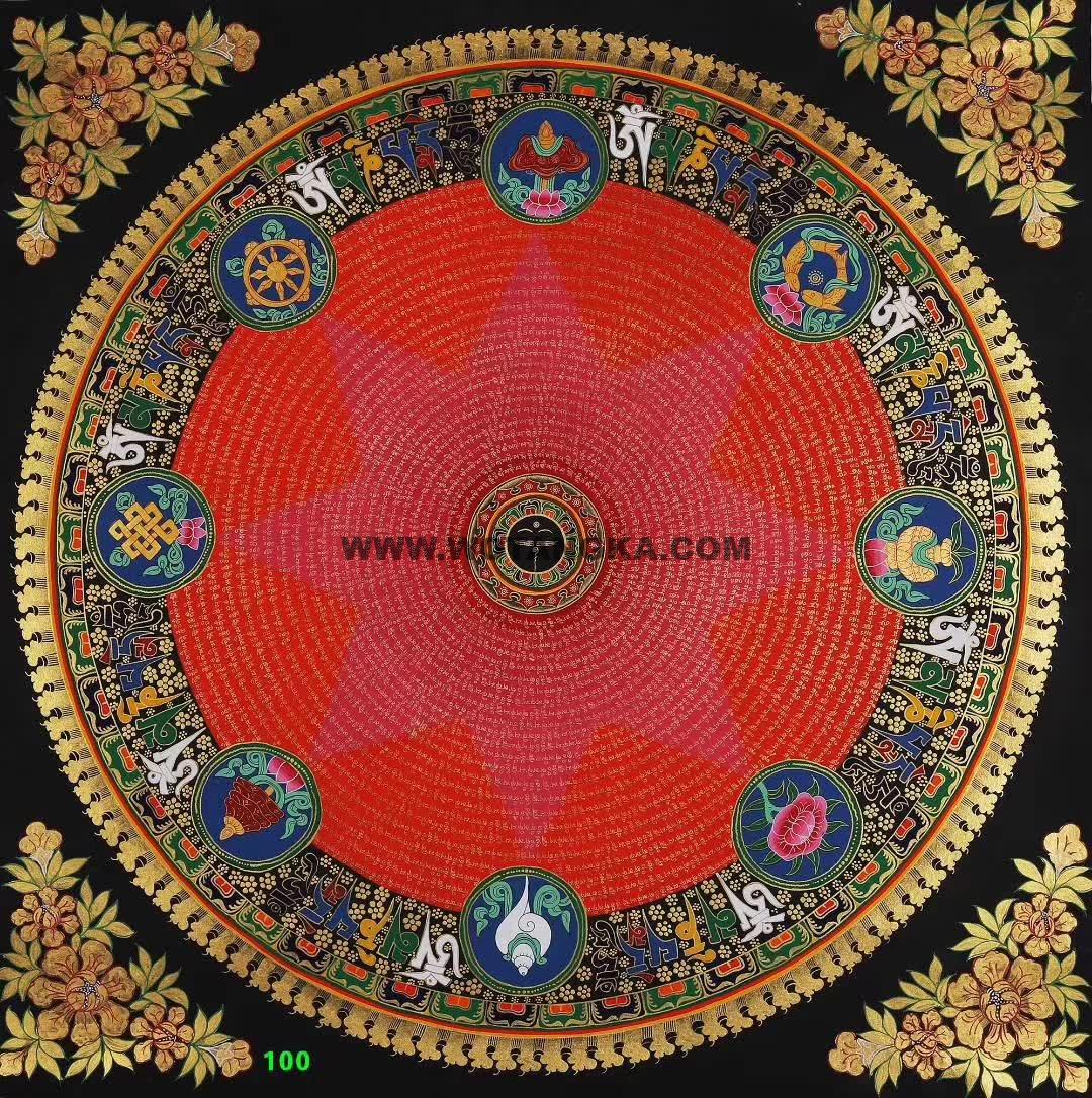 编号153-207511：彩绘唐卡-吉祥八宝坛城（100*100CM左右）