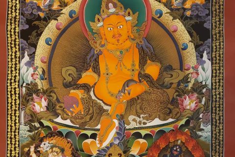 编号153-520088：彩绘唐卡-五方财神（90*65CM左右）