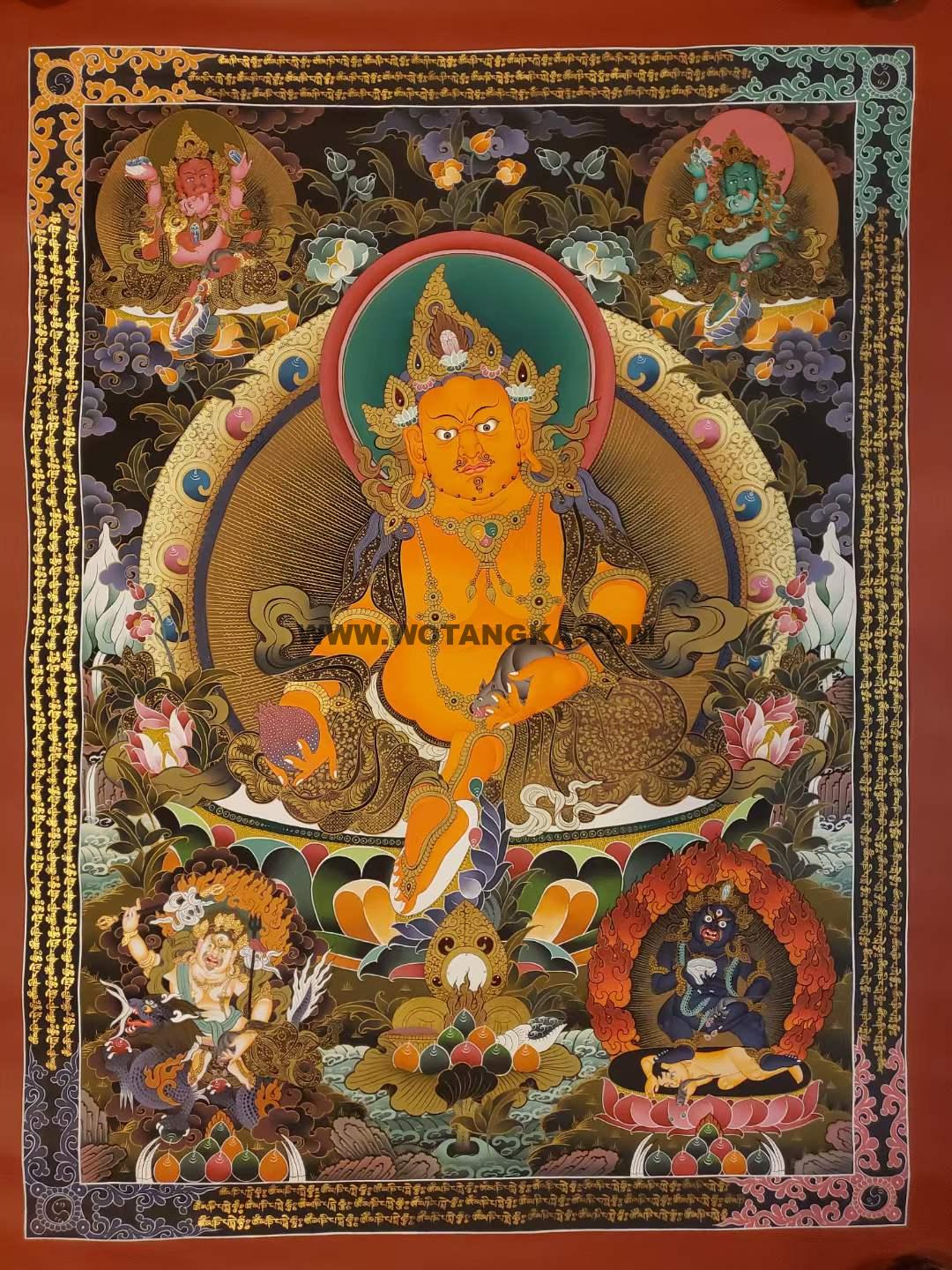 编号153-520088：彩绘唐卡-五方财神（90*65CM左右）