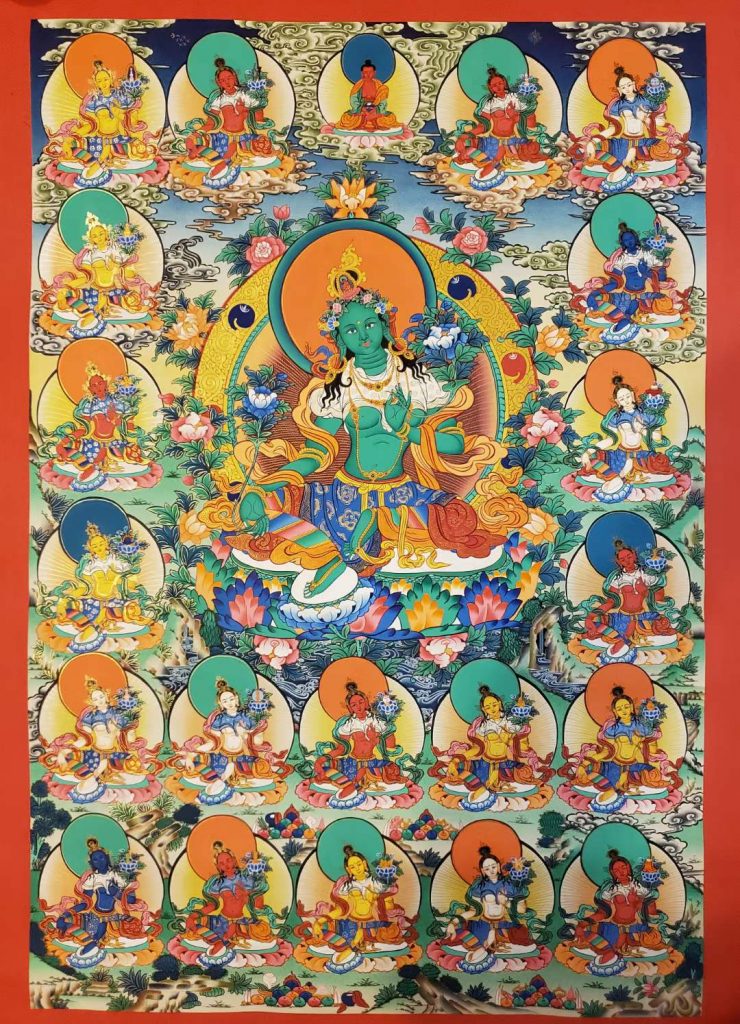编号171-319714：彩绘唐卡-二十一度母（80*55CM左右）