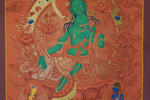 编号153-138590：红金唐卡-绿度母（75*55CM左右）