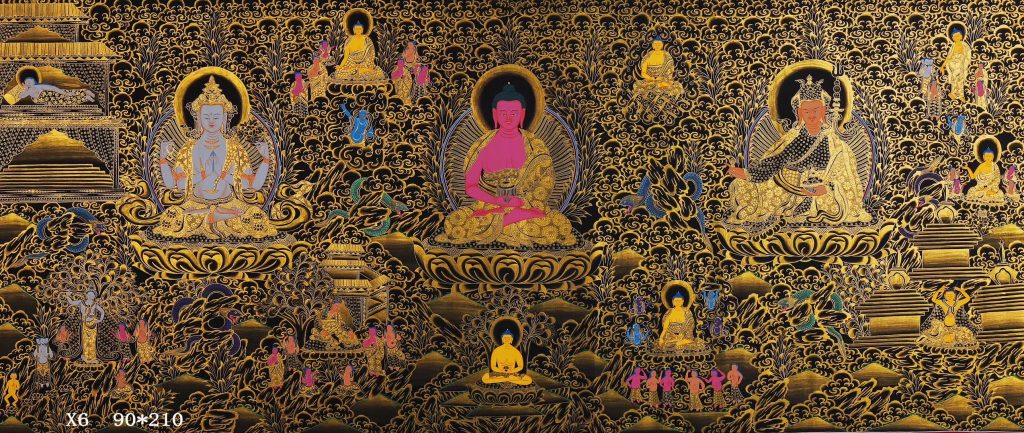 编号171-853432：黑金唐卡-阿弥陀佛（90*210CM左右）