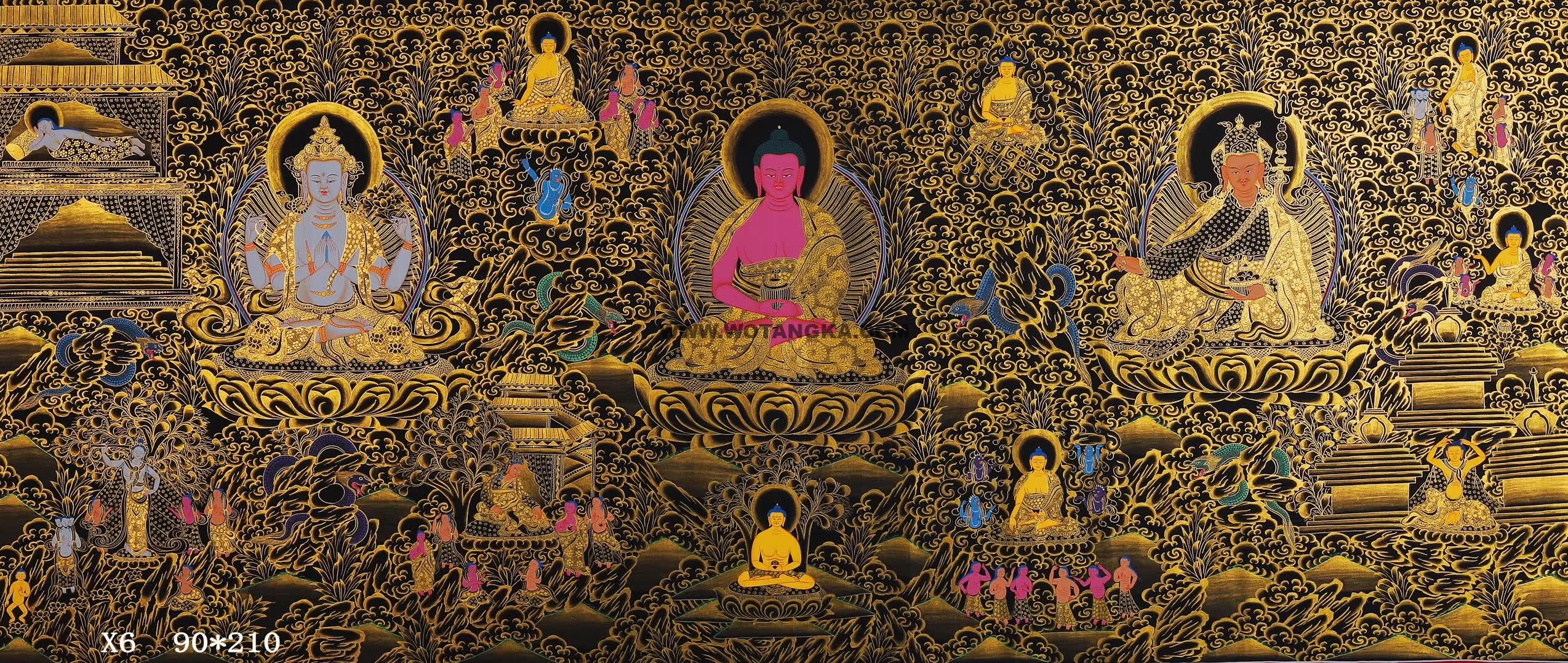 编号171-853432：黑金唐卡-阿弥陀佛（90*210CM左右）