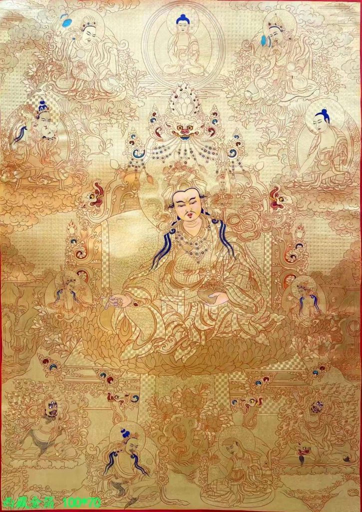 编号138-114992：黄金唐卡-莲花生大士·莲师八相（100*70CM左右）