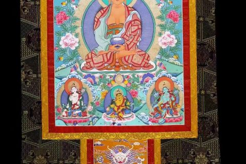 编号138-145535：彩绘唐卡-阿弥陀佛（100*65CM左右）