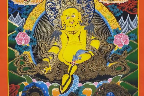 编号153-968163：彩绘唐卡-五方财神（75*50CM左右）