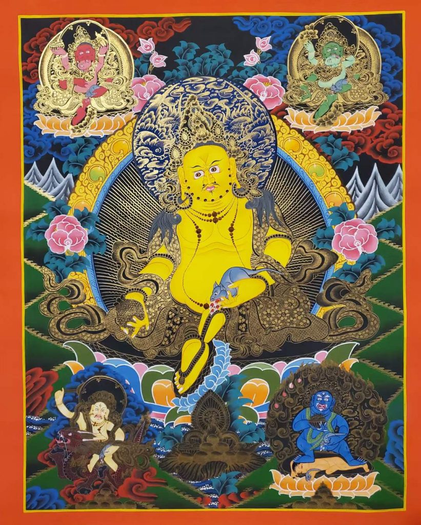 编号153-968163：彩绘唐卡-五方财神（75*50CM左右）