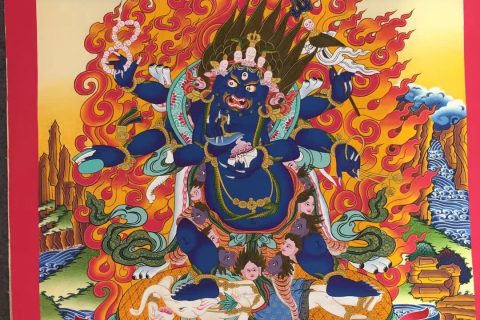 编号171-352659：彩绘唐卡-六臂玛哈嘎拉（70*50CM左右）