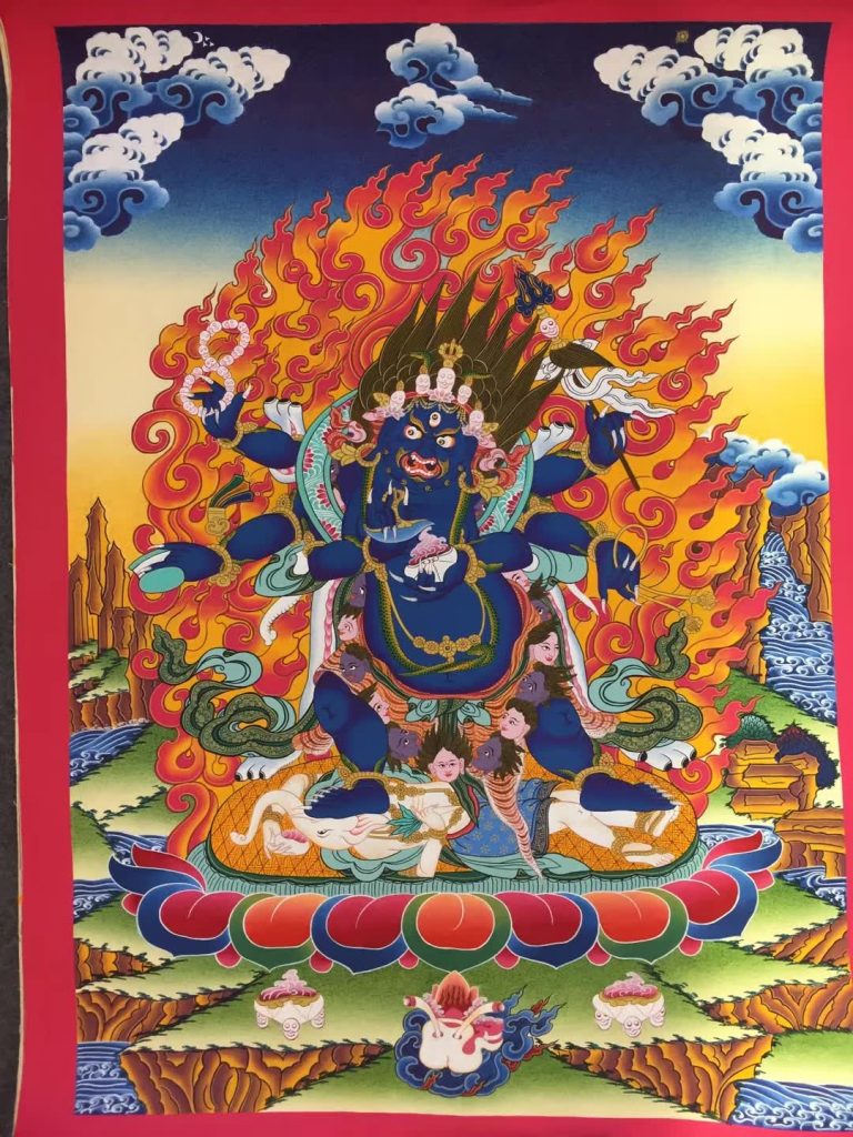 编号171-352659：彩绘唐卡-六臂玛哈嘎拉（70*50CM左右）