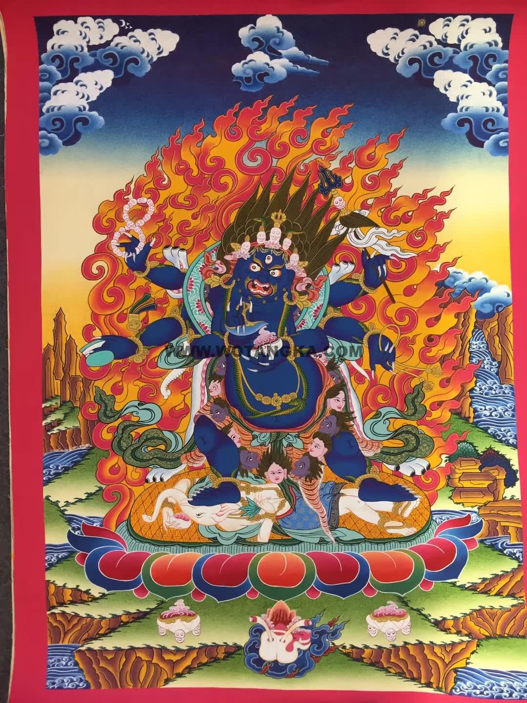 编号171-352659：彩绘唐卡-六臂玛哈嘎拉（70*50CM左右）