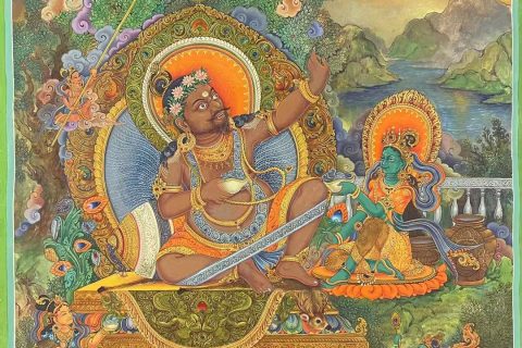 编号153-415402：彩绘唐卡-毗瓦巴尊者（55*45CM左右）