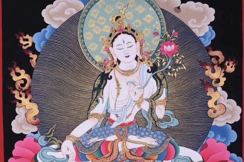 编号171-581349：彩绘唐卡-白度母（75*55CM左右）