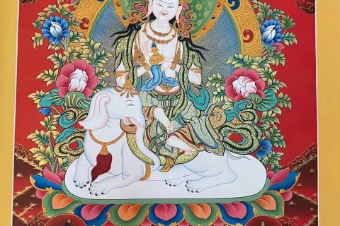 编号172-100187：红金唐卡-普贤菩萨（75*55CM左右）