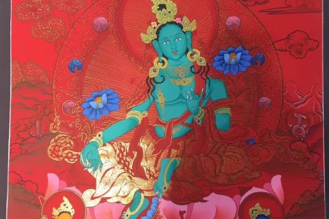 编号171-871944：红金唐卡-绿度母（70*50CM左右）