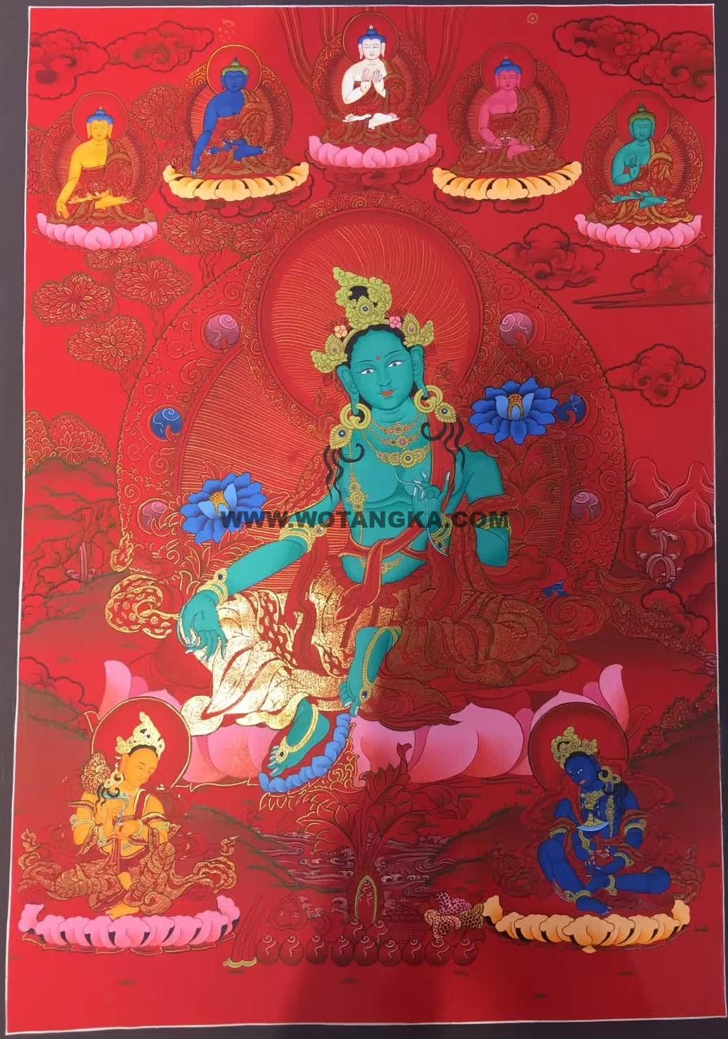 编号171-871944：红金唐卡-绿度母（70*50CM左右）