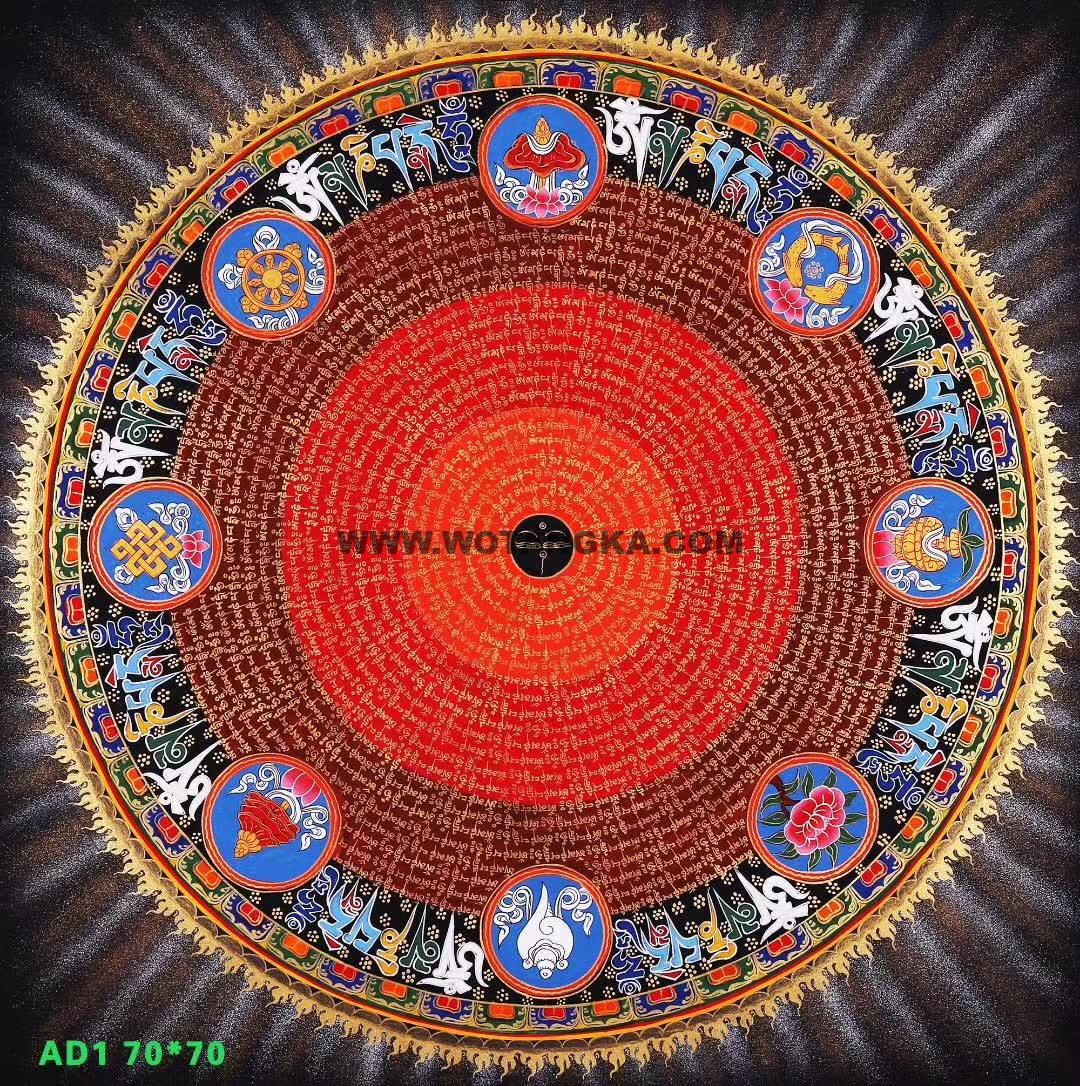 编号153-572855：彩绘唐卡-吉祥八宝坛城（70*70CM左右）