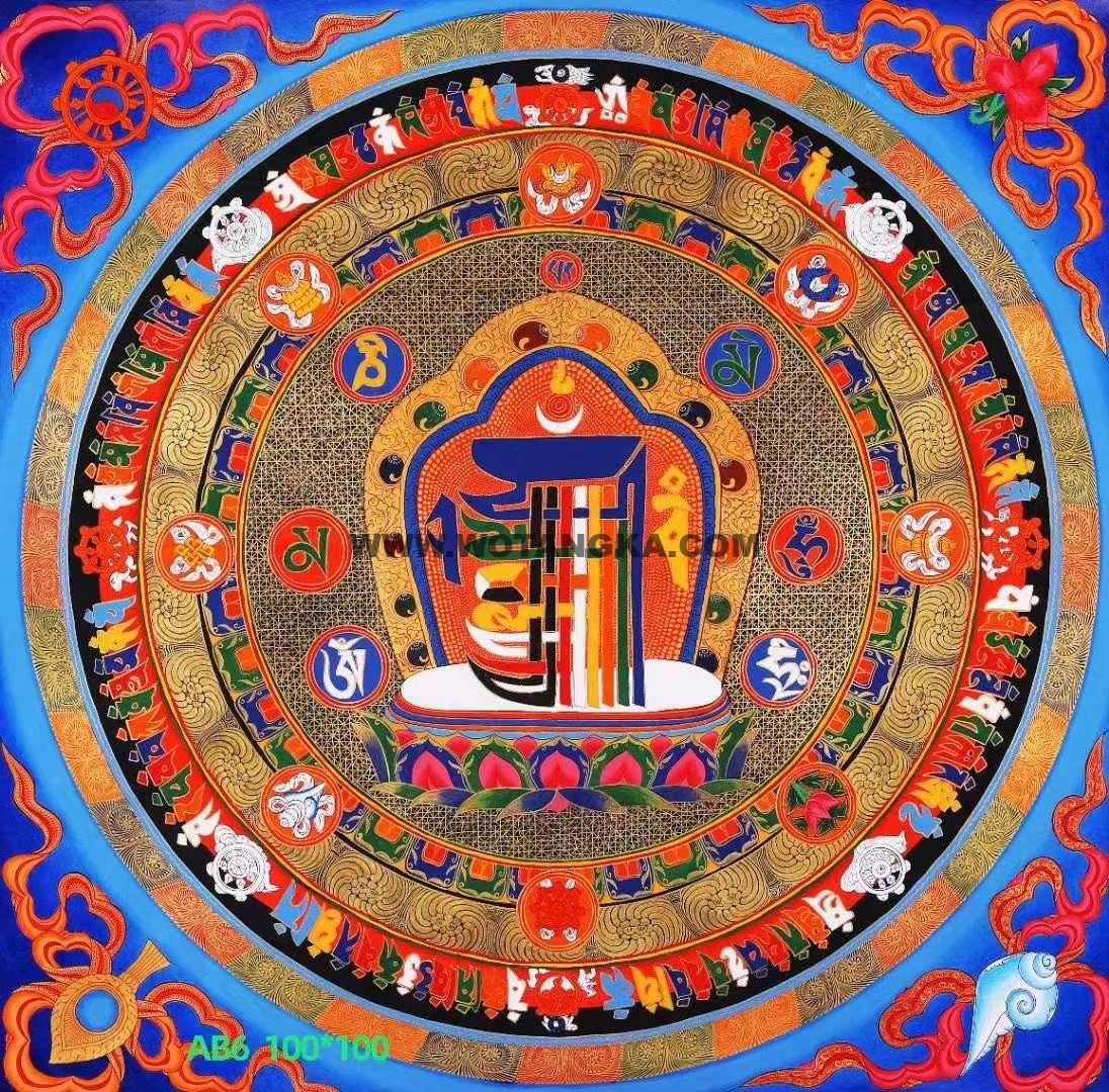 编号153-954363：彩绘唐卡-十相自在坛城（100*100CM左右）