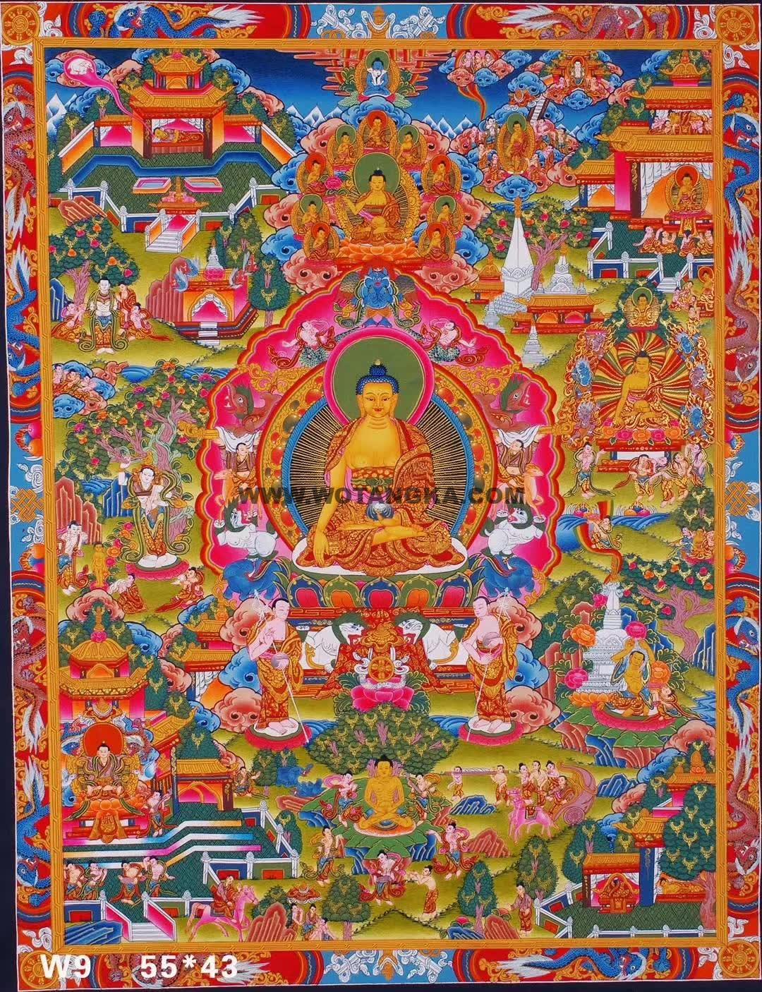 编号171-915400:彩绘唐卡-释迦牟尼成道图(55*43CM左右)