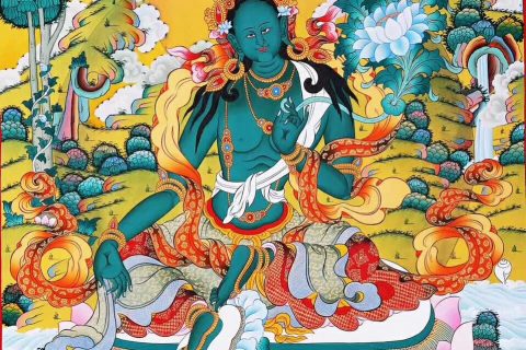 编号171-937146：彩绘唐卡-绿度母（75*50CM左右）