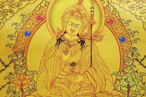 编号138-255042：黄金唐卡-莲花生大士（55*40CM左右）