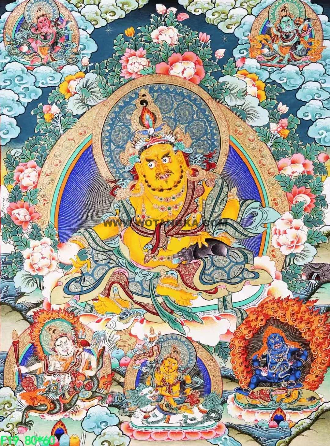 编号138-126174：彩绘唐卡-五方财神（80*60CM左右）