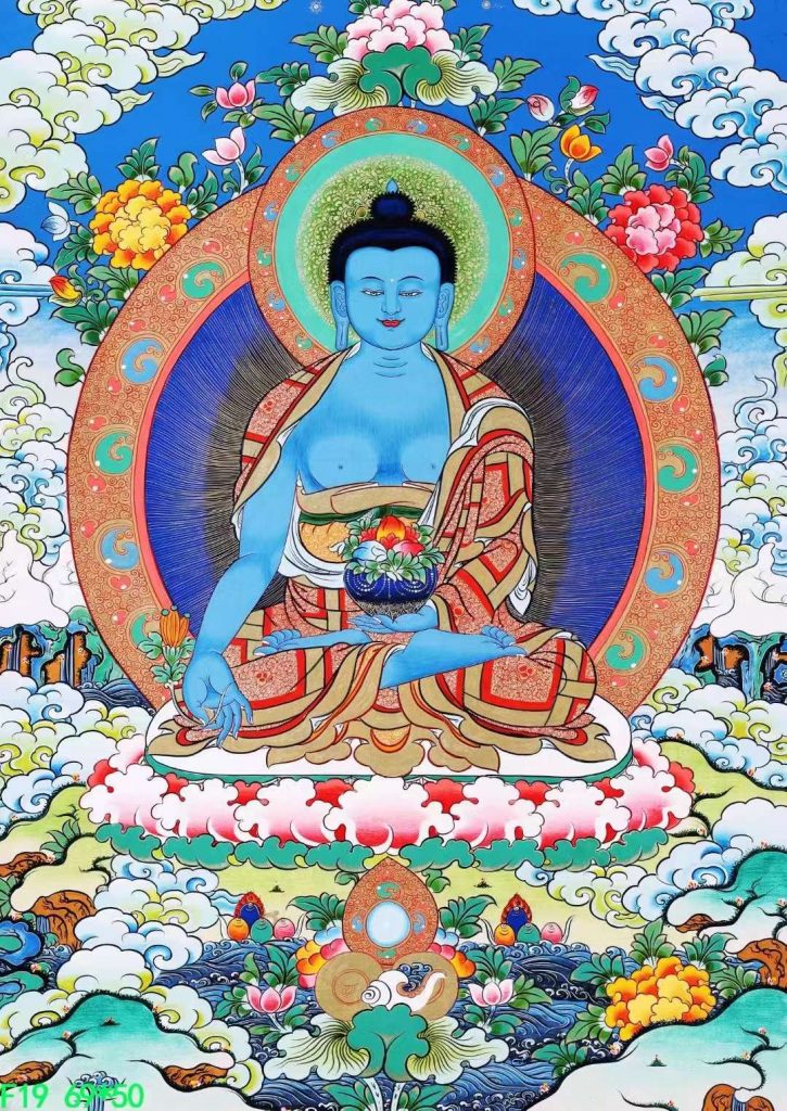 编号138-834158：彩绘唐卡-药师佛（69*50CM左右）